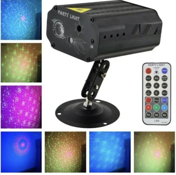 Стробоскоп PARTY LIGHT лазерне шоу, пульт управління, 8 режимів світін