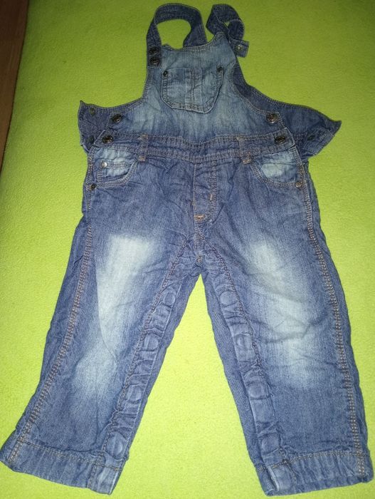Ogrodniczki jeansowe granatowe na szelkach, rozm. 86, 12-18 m-cy