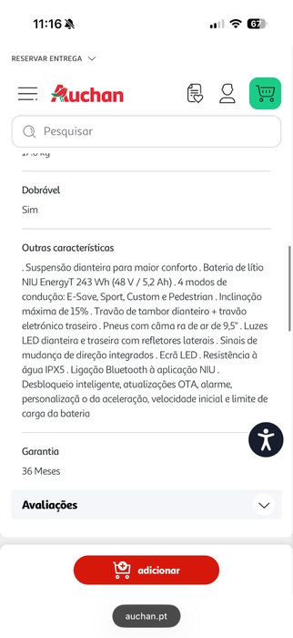 Trotinete (garantia 3 anos)
