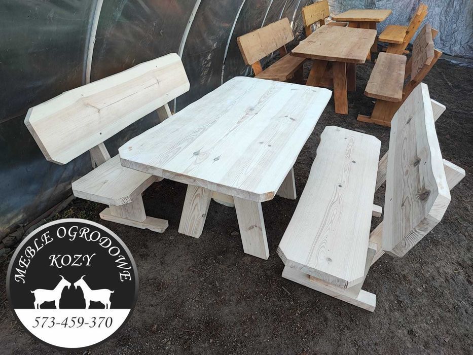 NOWY CENNIK Meble ogrodowe drewniane góralskie. Lite drewno ławka stół