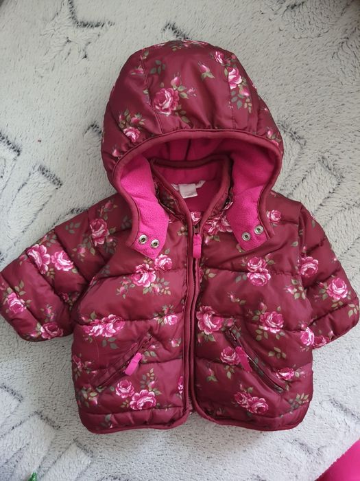 Kurtka zimowa w kwiatuszki h&m 2-4 miesiące 62cm