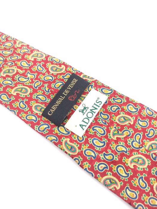 Carnaval De Venise włoski jedwabny krawat czerwony paisley pi73