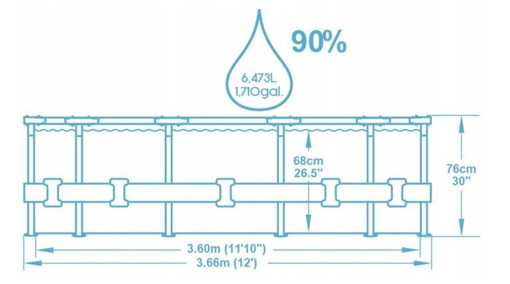 Basen Stelażowy 12w1 XXL 366X76 Wysyłka Gratis