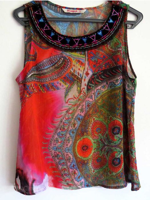 Blusa sem mangas Desigual Original – Colorido e Leve