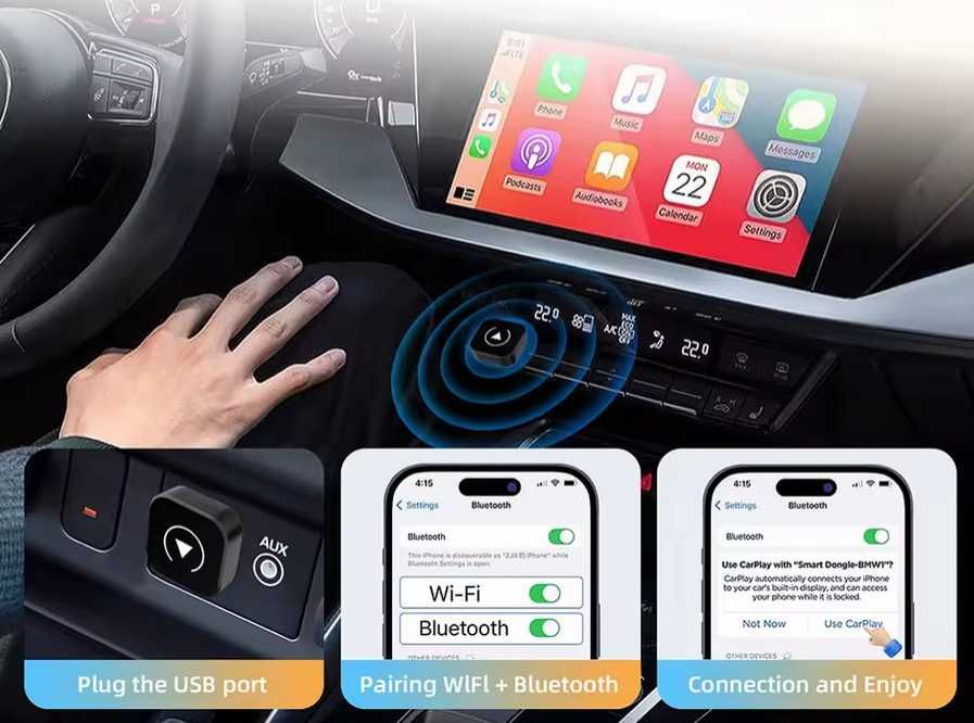 Адаптер карплей безпровідний флешка Carplay + AndroidAuto