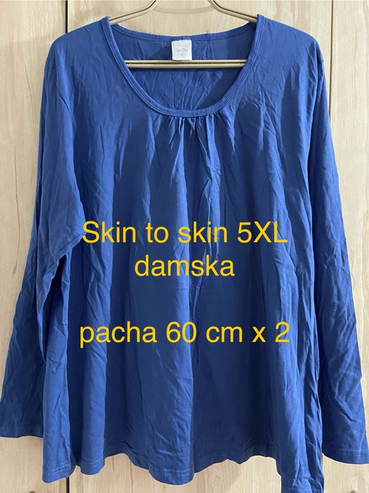 Skin to skin niebieska 5XL 50 bluzka damska bawełna plus size