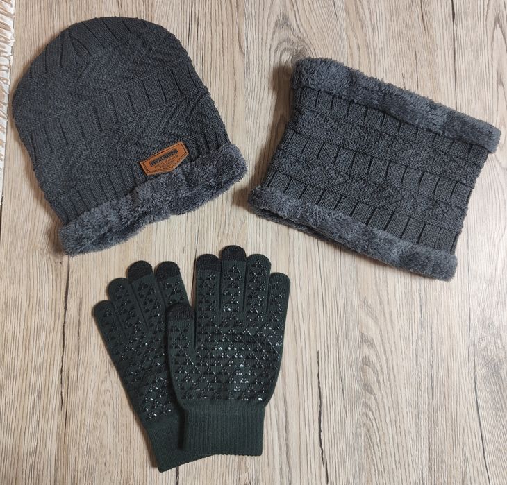 Komplet Zimowy Męskie 3 częściowy Szary