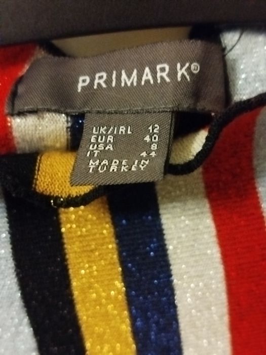 Sukienka do kolan w paski ze srebrną nitką Primark L 40