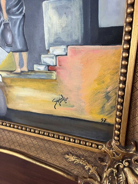 Pintura com Moldura - Grécia Antiga com Detalhes Geométricos