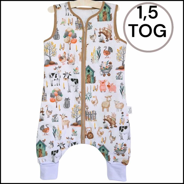 Śpiworek z nogawkami - Wywijane skarpety 1,5 tog  wzór- Zagroda