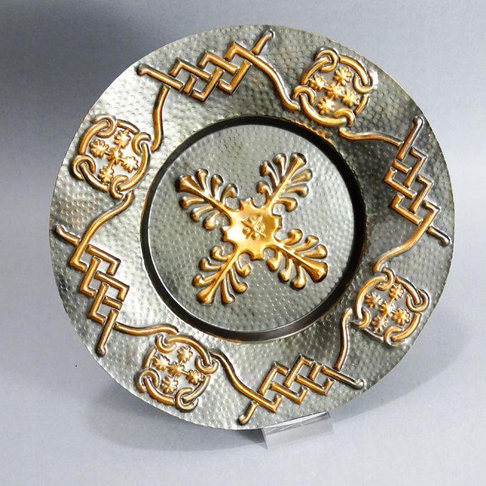 lata 60/70 metalowy naścienny talerz w stylu etno cepelia