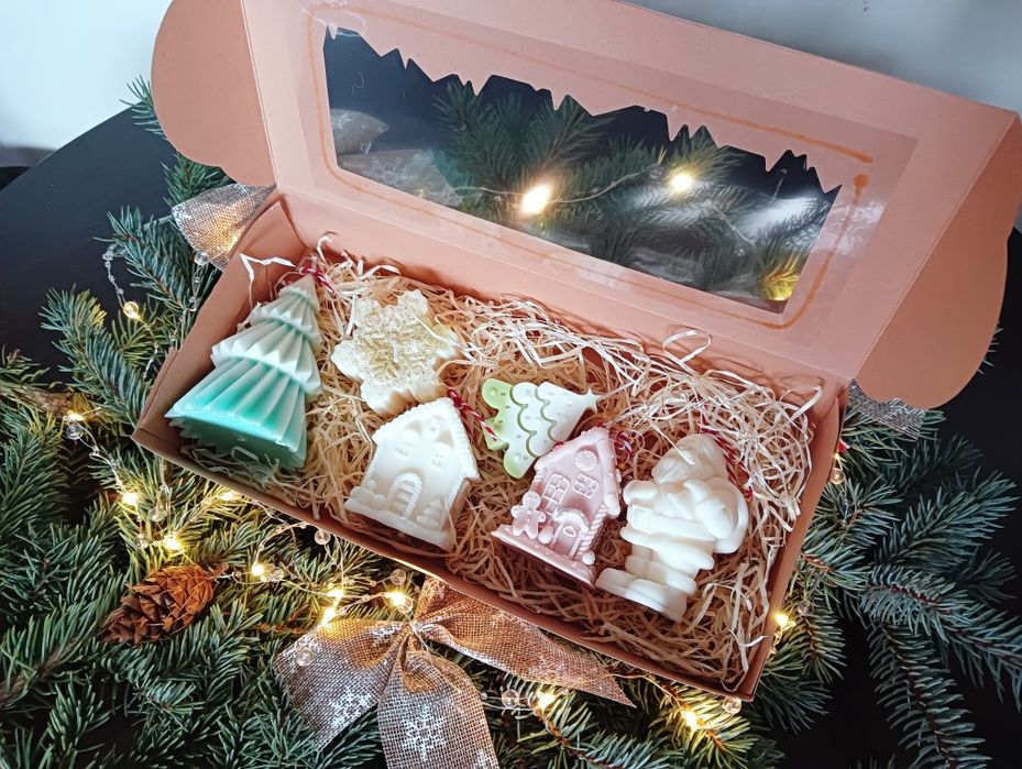 Duży box świąteczny świece sojowe 550g