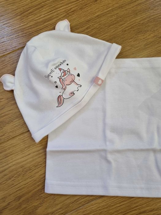 Czapki wiosenne/jesienne + kominy dla bliźniaczek r. 48/50