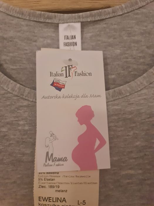 Koszulka ciążowa szerokie ramiączka szara r L IF