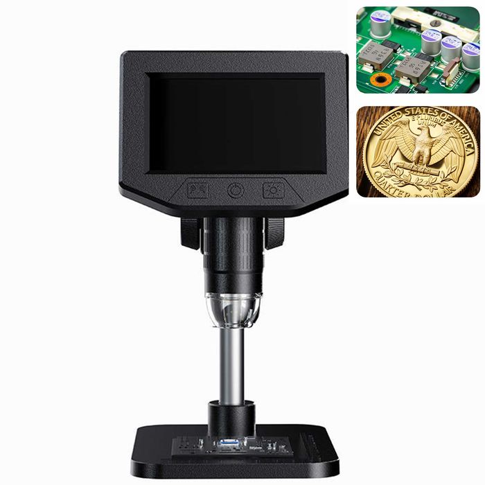 Profesjonalny mikroskop cyfrowy edukacyjny 1000x ekran 4,3 USB LED do monet