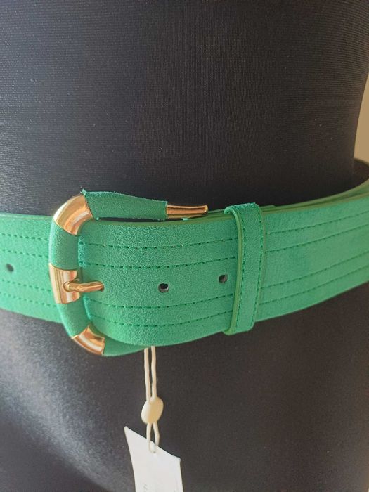 Zielony pasek Only, rozmiar 70. Welur, szer. 5 cm, Nowy