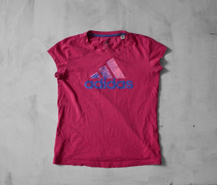 bawełniana koszulka adidas print logo M/L różowa koszulka t-shirt