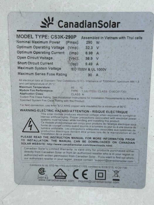 Painéis Solares Canadian Solar 290w – Eficiência e Qualidade Tier 1