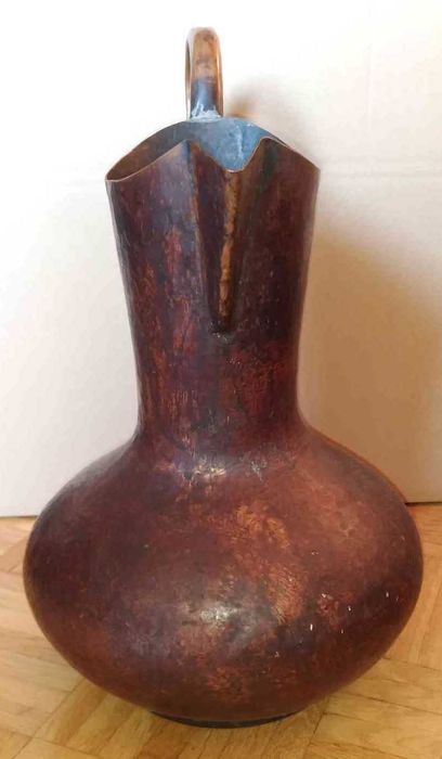 Miedziany duży wazon dzban prl stary antyk młotkowany