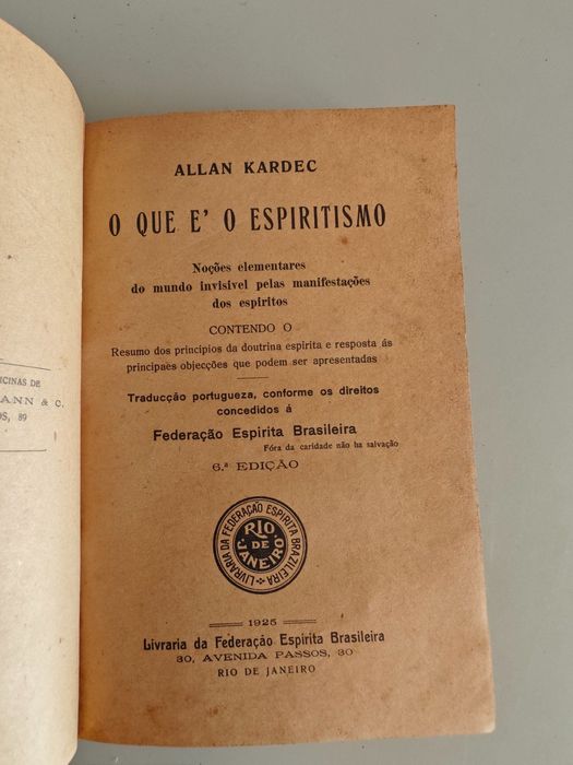 "O Que é o Espiritismo" Allan Kardec 1926