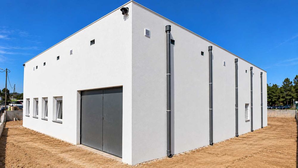 Arrendamento ARMAZÉM Palmela, 1095m2 Terreno, 654m2 área interior - Perto A2 e A33, 10min Palmela e 15min Setúbal - Zona Industrial, rua calma