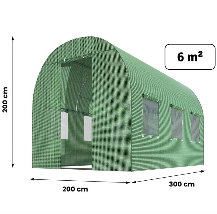 Знижка Теплиця парник 6 м² (3×2×2 м) оцинкована з UV-захистом для овоч