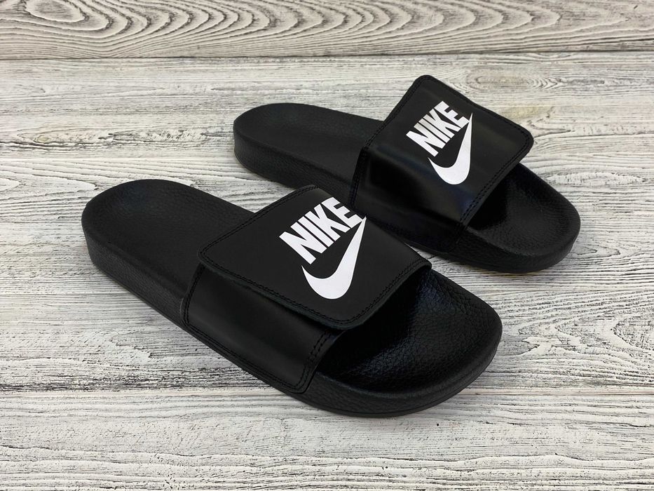 Чорні та білі шльопанці на липучці. Натуральна шкіра! Гарантія. р40-45