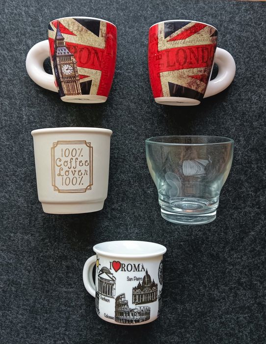 Conjunto 5 chávenas/copos café + 3 chávenas/copos chá