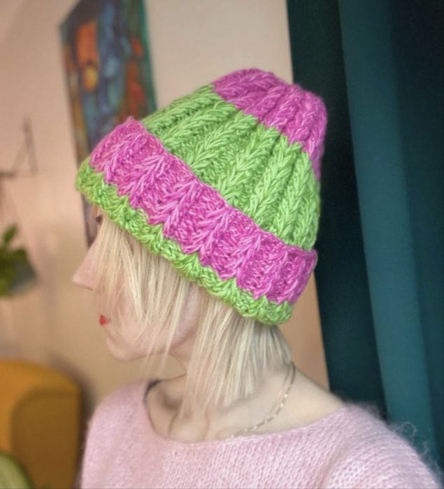 Chunky czapka beanie recznie robiona 100% wełna