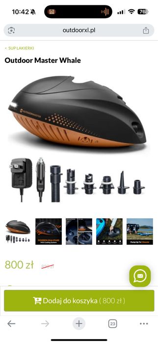 Pompka elektryczna akumulatorowa WHALE do Sup, materacy, sport wodny