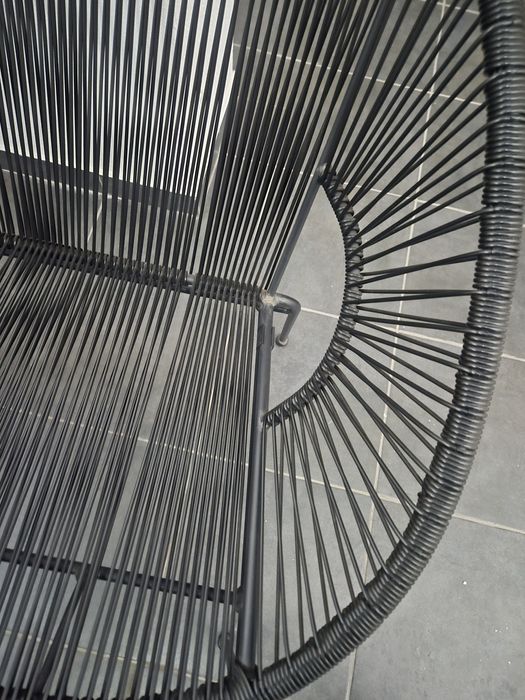 Cadeirão de Jardim de 2 Lugares em Resina e Metal Preto