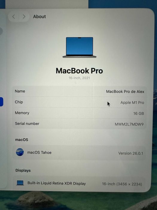 MacBook Pro M1 PRO 16” (2021) 16GB 512GB SSD