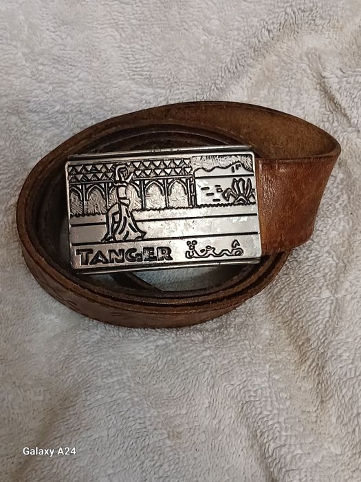 Ремінь шкіряний вінтажний з металевою пряжкою TANGER