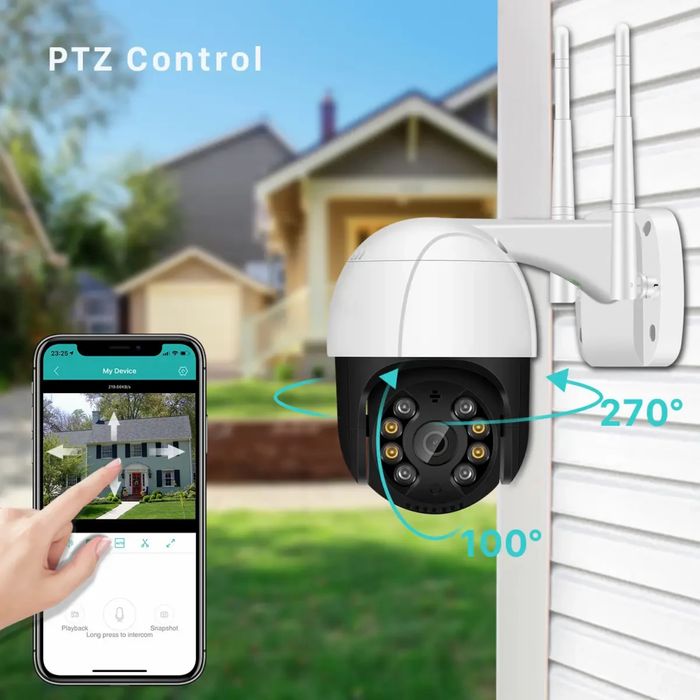 Wi-Fi PTZ Камера 360° IP66 | Нічне Бачення | Датчик Руху | Full HD