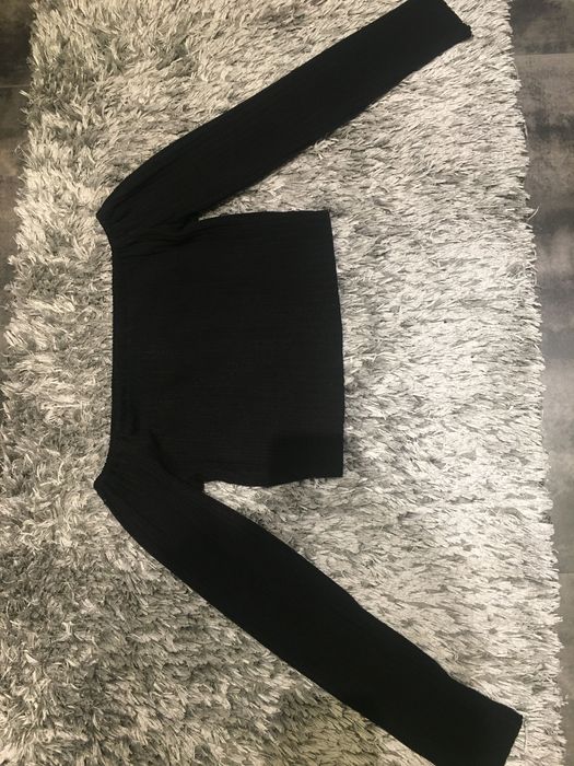 Czarny Crop Top bez ramion (prążkowany) XS/S