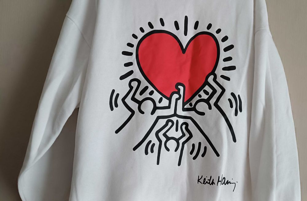 S-L, толстовка оверсайз свитшот Keith Haring стрит арт