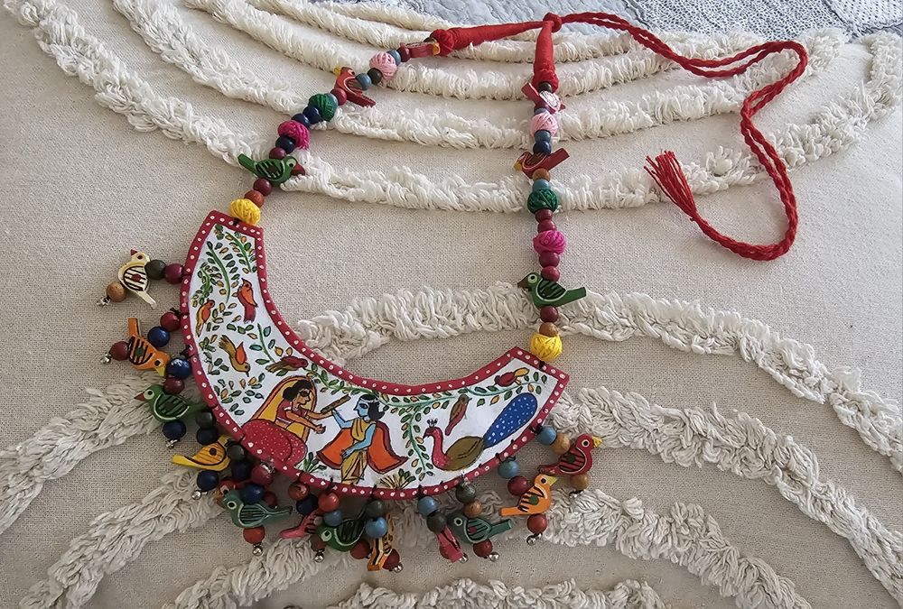 Boho folk hippie piękny kolorowy naszyjnik ptaki