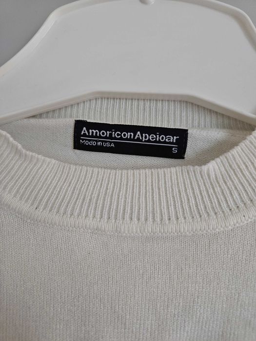 Biały krótki sweterek sweter bluzka crop top ze ściągaczem Amoricon S