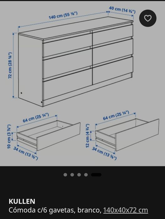 Cómoda IKEA kullen 6 gavetas, branco - NOVO, embalado