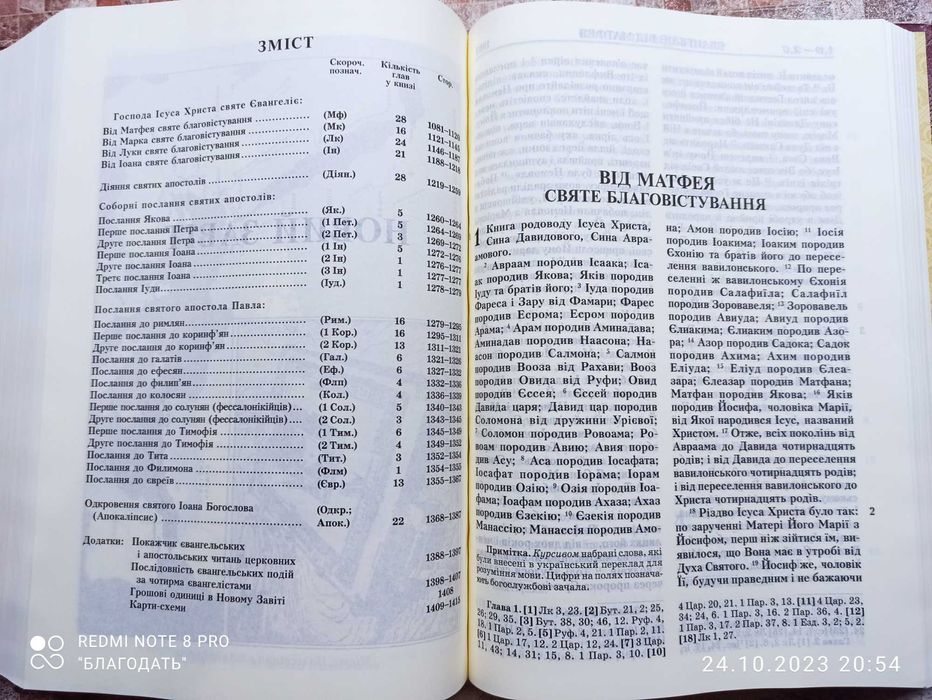 Повна Біблія переклад Філарета 77 книг. Має неканонічні книги