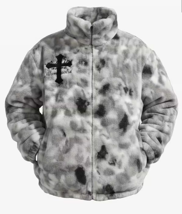 Thesupermade Gradient Plush Cross Embroidered Lambswool Jacket