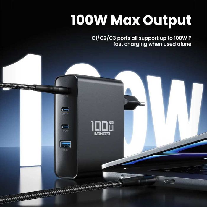 Мережевий зарядний пристрій Asometech GaN 100W