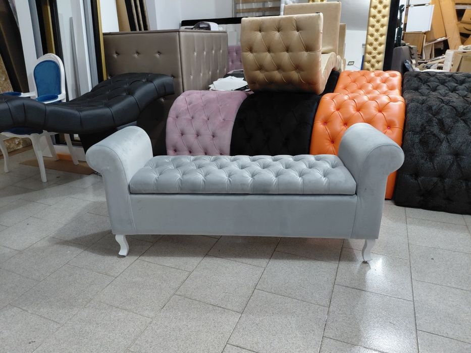 Banco com braços e baú, 150x45cm, faço em vais cores