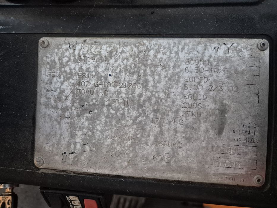 Wózek widłowy TOYOTA BT 7FGF18, triplex, przesuw, terenowy