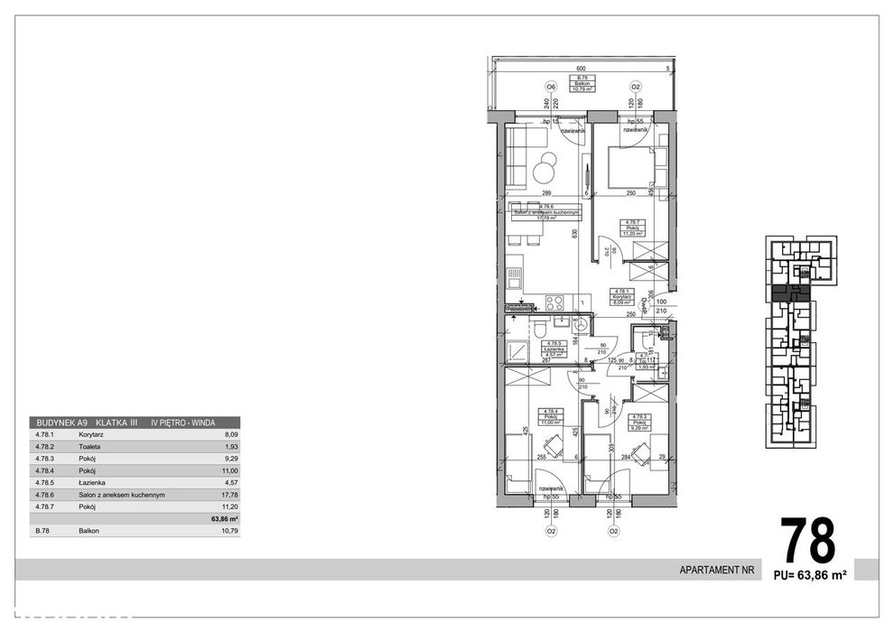 4-pokojowe mieszkanie 63m2 + balkon Bez Prowizji