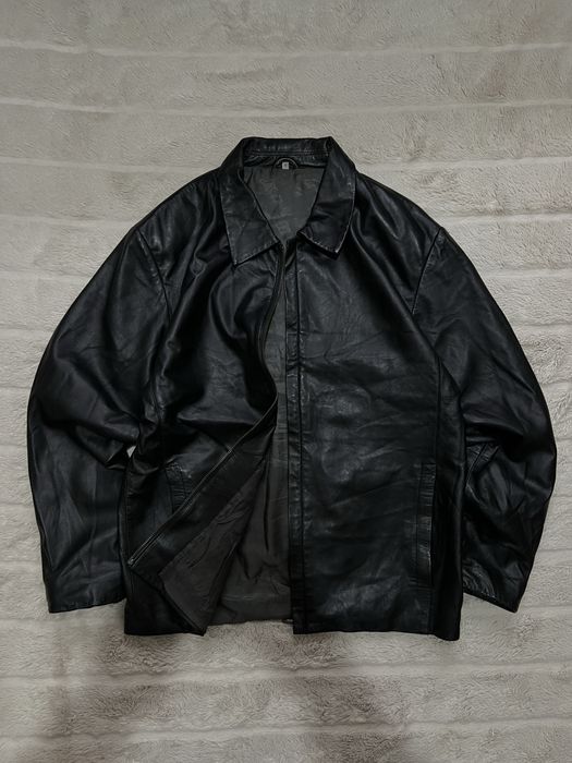 ZARA (S/M) Leather Jacket мужская кожанка кожаная куртка на молнии чер
