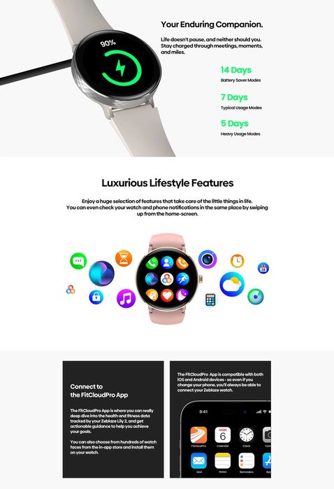 Smartwatch Zeblaze Lily 2 - róż/złoto
