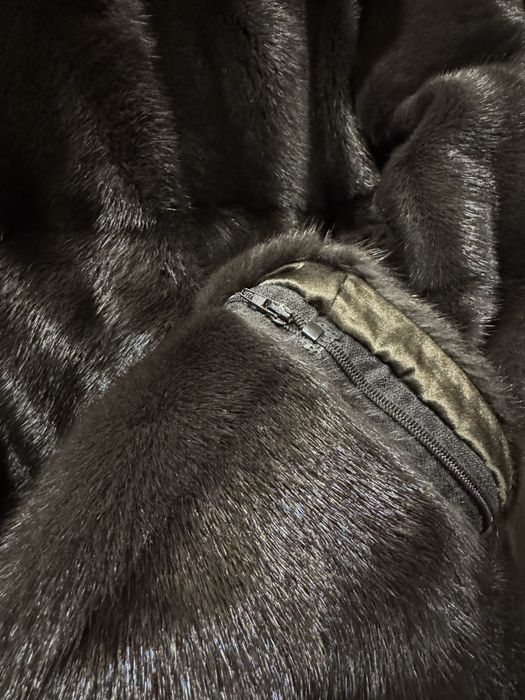 Шуба из натурального меха норки, трансформер 90 см с капюшоном