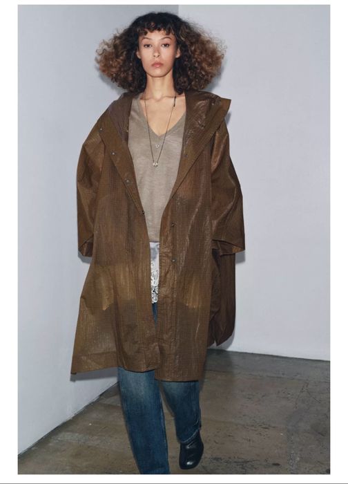 Peleryna przeciwdeszczowa zara plaszcz brazowy