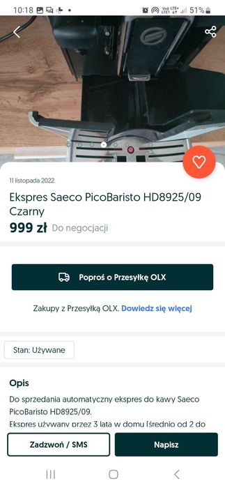 Ekspres do kawy Saeco HD8925